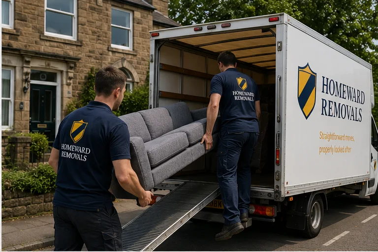 Furniture being loaded into a moving van