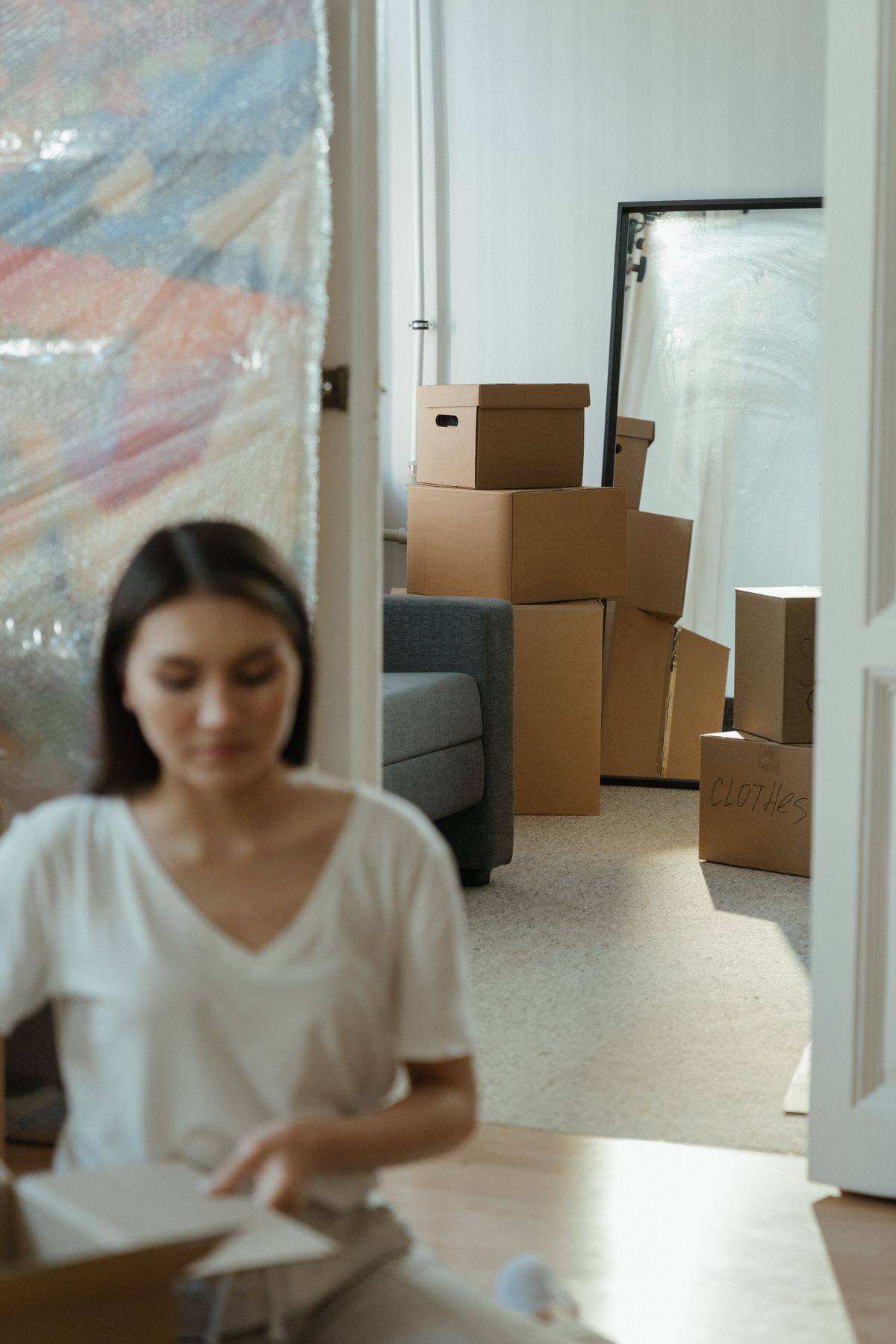 Packed boxes in a home ready for a move